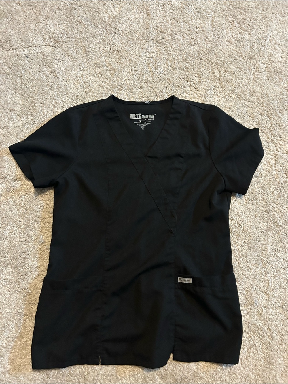 Grey’s Anatomy by Barco Black Mock Wrap Scrub Top